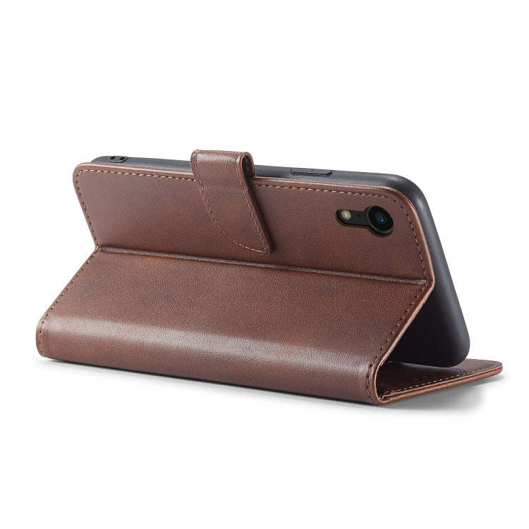 For iPhone XR Calf Texture Buckle Horizontal Flip Leather Case with Holder & Card Slots & Wallet(Brown) by buy2fix