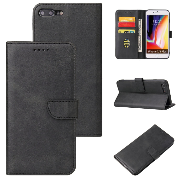 Calf Texture Buckle Horizontal Flip Leather Case with Holder & Card Slots & Wallet For iPhone 8 Plus & 7 Plus(Black) by buy2fix