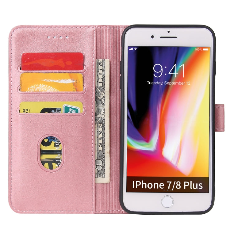 Calf Texture Buckle Horizontal Flip Leather Case with Holder & Card Slots & Wallet For iPhone 8 Plus & 7 Plus(Rose Gold) by buy2fix