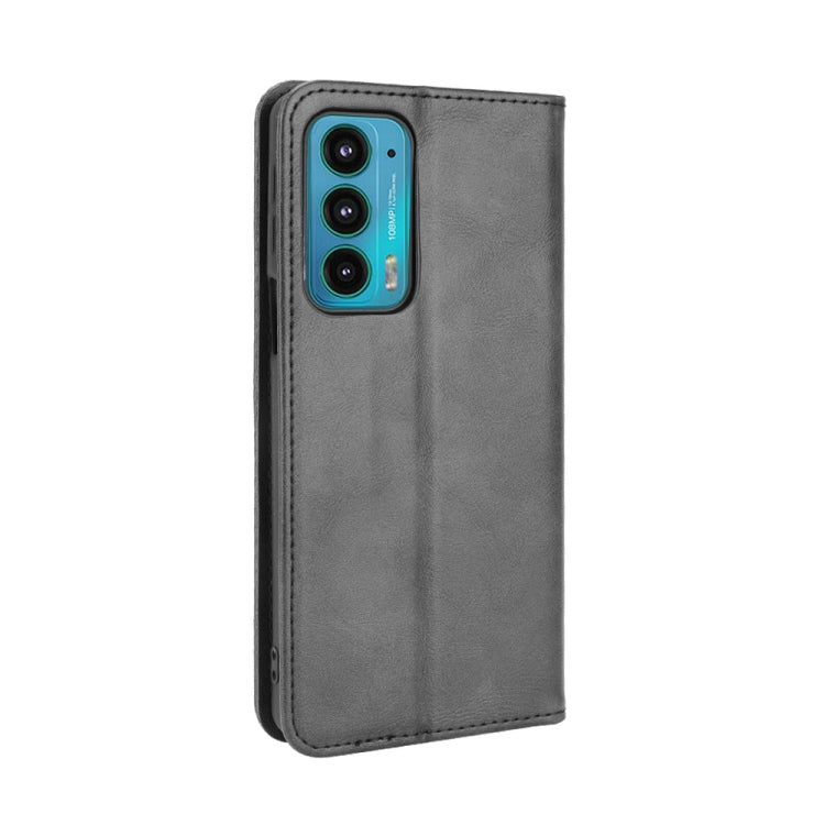 For Motorola Edge 20 Magnetic Buckle Retro Pattern Horizontal Flip Leather Case with Holder & Card Slot & Wallet(Black) by buy2fix