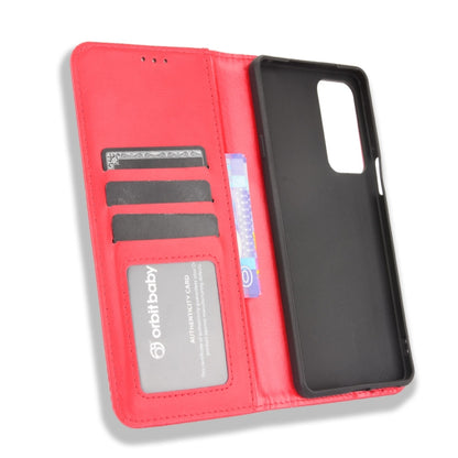 For Motorola Edge 20 Magnetic Buckle Retro Pattern Horizontal Flip Leather Case with Holder & Card Slot & Wallet(Red) by buy2fix