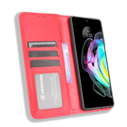 For Motorola Edge 20 Magnetic Buckle Retro Pattern Horizontal Flip Leather Case with Holder & Card Slot & Wallet(Red) by buy2fix