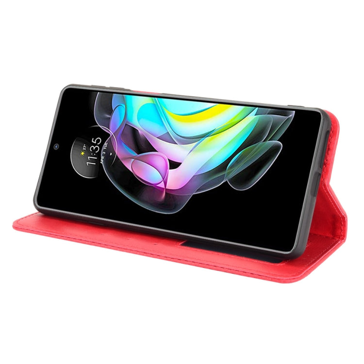 For Motorola Edge 20 Magnetic Buckle Retro Pattern Horizontal Flip Leather Case with Holder & Card Slot & Wallet(Red) by buy2fix