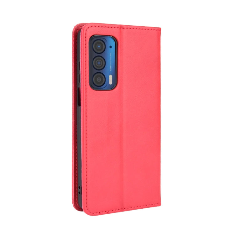 For Motorola Edge 2021 Magnetic Buckle Retro Pattern Horizontal Flip Leather Case with Holder & Card Slot & Wallet(Red) by buy2fix