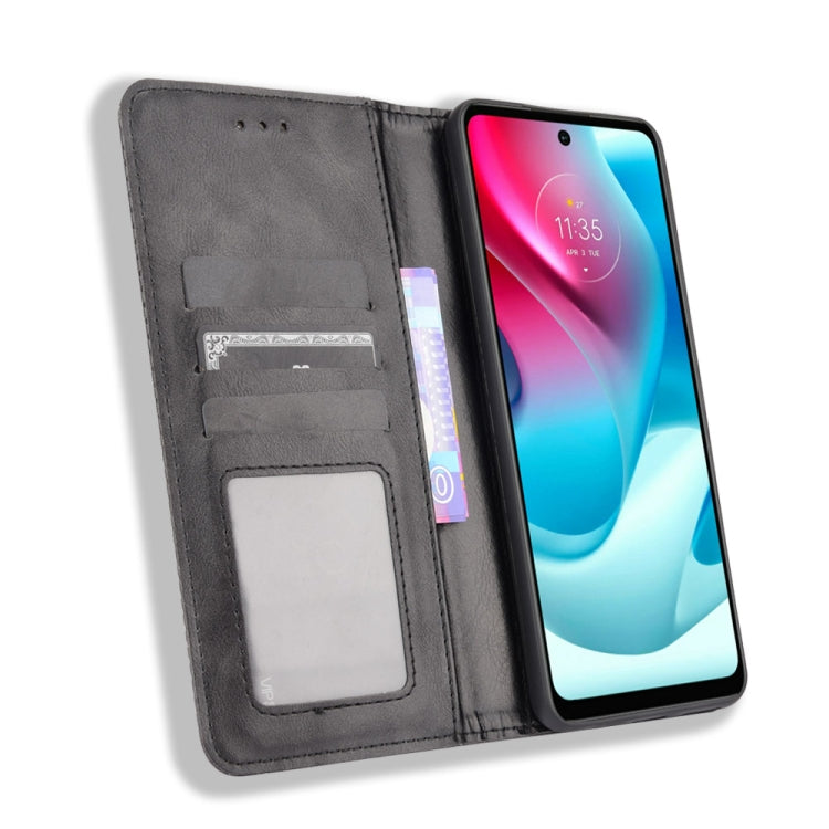 For Motorola Moto G60S Magnetic Buckle Retro Pattern Horizontal Flip Leather Case with Holder & Card Slot & Wallet(Black) by buy2fix