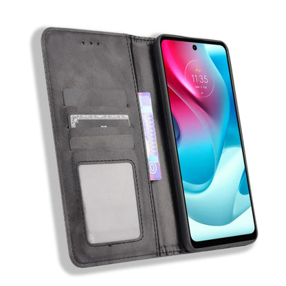 For Motorola Moto G60S Magnetic Buckle Retro Pattern Horizontal Flip Leather Case with Holder & Card Slot & Wallet(Black) by buy2fix