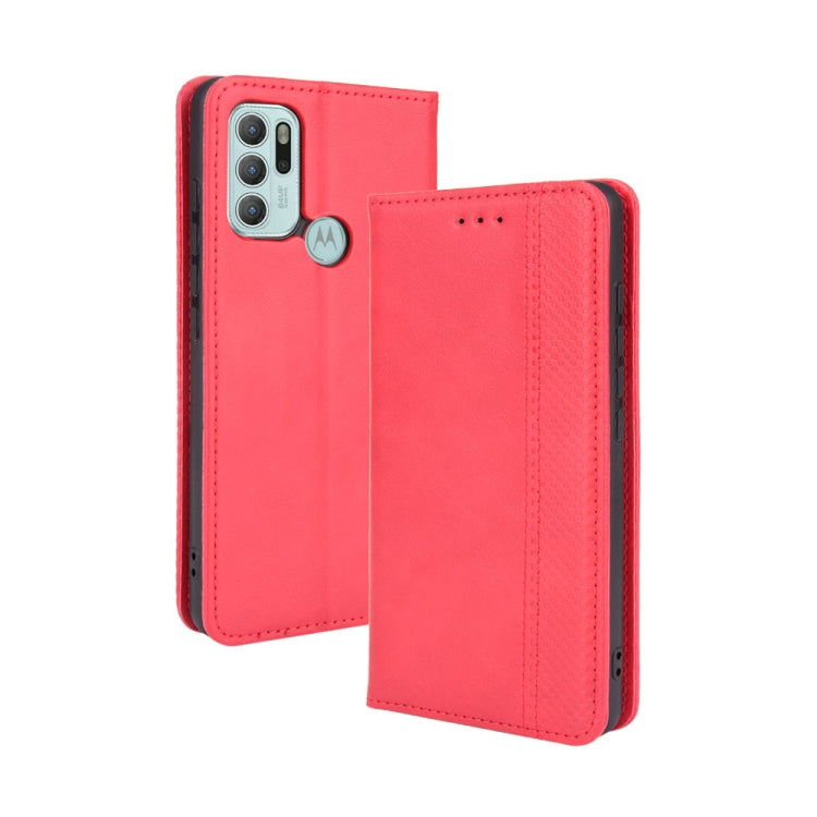 For Motorola Moto G60S Magnetic Buckle Retro Pattern Horizontal Flip Leather Case with Holder & Card Slot & Wallet(Red) by buy2fix