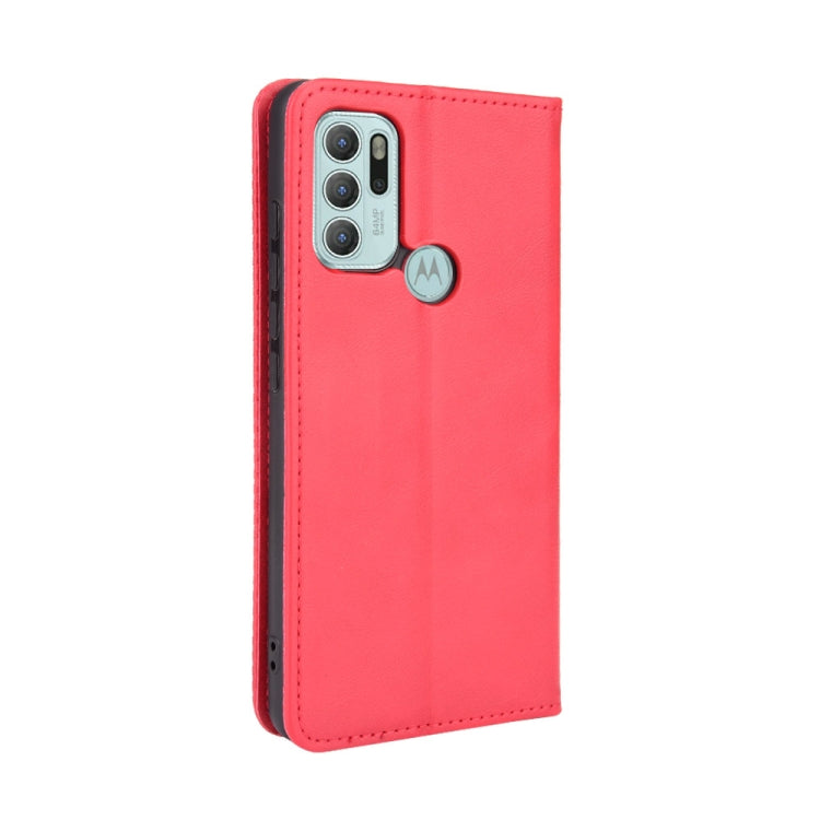 For Motorola Moto G60S Magnetic Buckle Retro Pattern Horizontal Flip Leather Case with Holder & Card Slot & Wallet(Red) by buy2fix