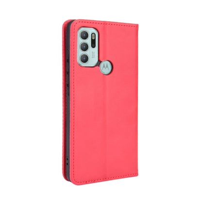 For Motorola Moto G60S Magnetic Buckle Retro Pattern Horizontal Flip Leather Case with Holder & Card Slot & Wallet(Red) by buy2fix