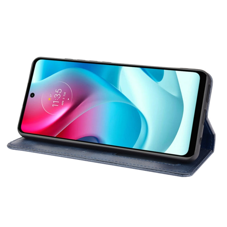 For Motorola Moto G60S Magnetic Buckle Retro Pattern Horizontal Flip Leather Case with Holder & Card Slot & Wallet(Blue) by buy2fix