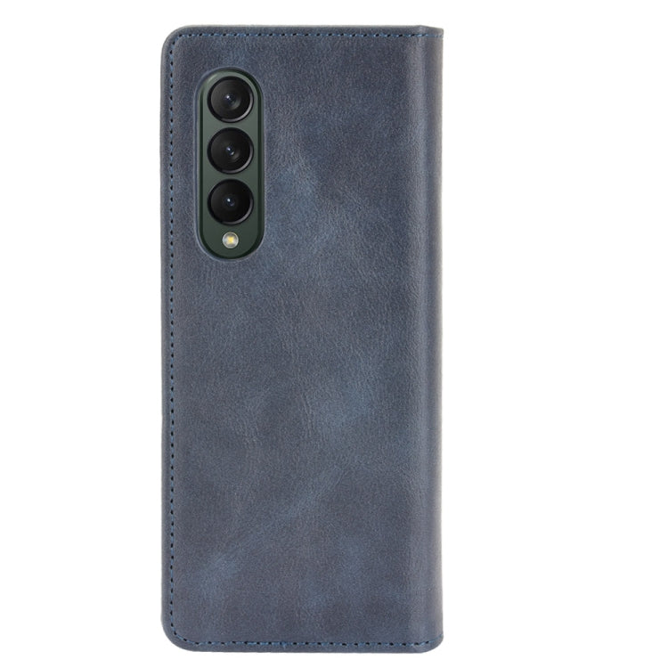 For Samsung Galaxy Z Fold3 5G Magnetic Buckle Retro Pattern Horizontal Flip Leather Case with Holder & Card Slot & Wallet(Blue) by buy2fix