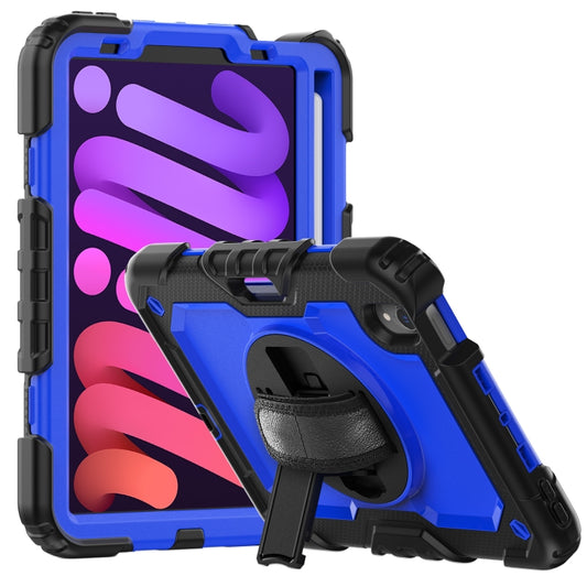 For iPad mini 2024 / mini 6 Shockproof Silicone + PC Protective Tablet Case with Holder & Shoulder Strap & Pen Slot(Blue + Black) - iPad mini 6 Cases by buy2fix | Online Shopping UK | buy2fix