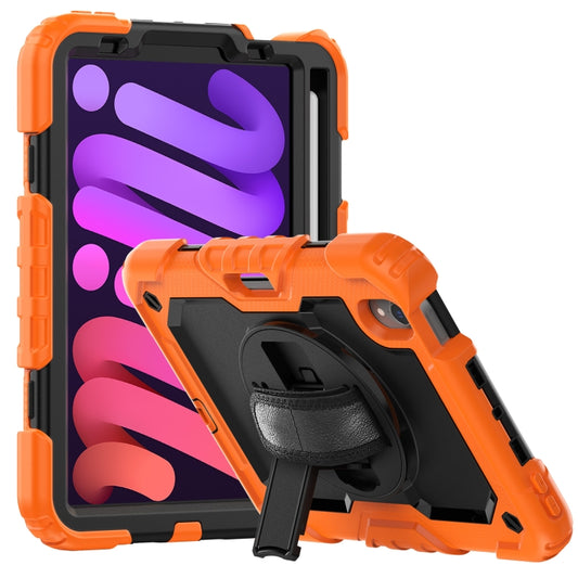 For iPad mini 2024 / mini 6 Shockproof Silicone + PC Protective Tablet Case with Holder & Shoulder Strap & Pen Slot(Black + Orange) - iPad mini 6 Cases by buy2fix | Online Shopping UK | buy2fix