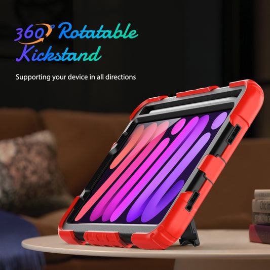 For iPad mini 2024 / mini 6 Shockproof Silicone + PC Protective Tablet Case with Holder & Shoulder Strap & Pen Slot(Black + Red) - iPad mini 6 Cases by buy2fix | Online Shopping UK | buy2fix