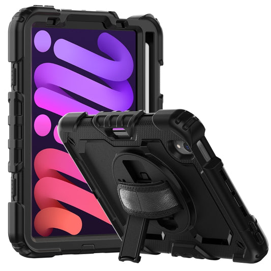 For iPad mini 2024 / mini 6 Shockproof Silicone + PC Protective Tablet Case with Holder & Shoulder Strap & Pen Slot(Black) - iPad mini 6 Cases by buy2fix | Online Shopping UK | buy2fix