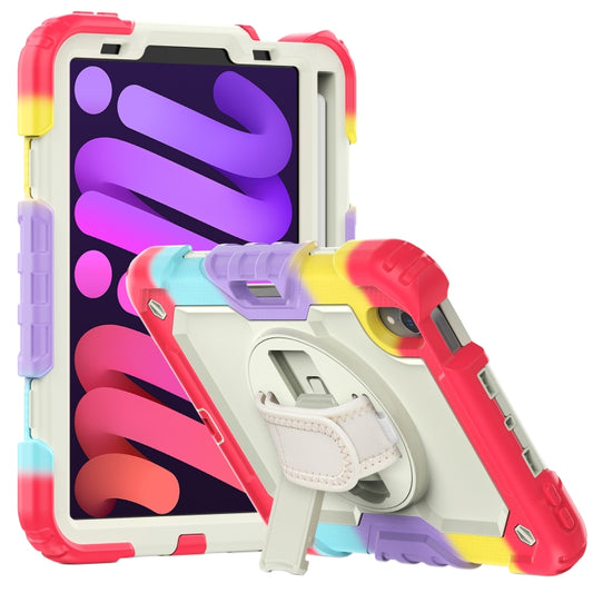 For iPad mini 2024 / mini 6 Shockproof Silicone + PC Protective Tablet Case with Holder & Shoulder Strap & Pen Slot(Beige + Camouflage Red) - iPad mini 6 Cases by buy2fix | Online Shopping UK | buy2fix