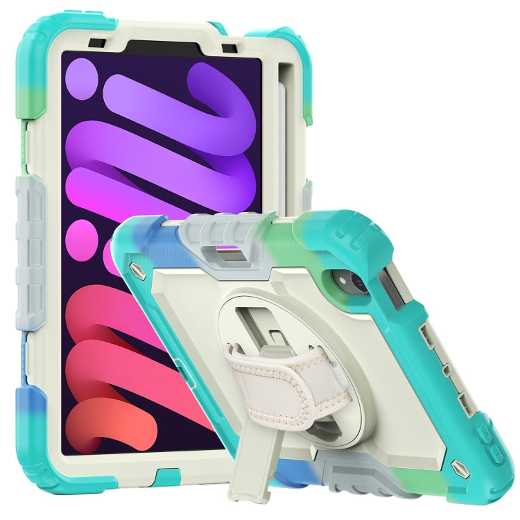 For iPad mini 2024 / mini 6 Shockproof Silicone + PC Protective Tablet Case with Holder & Shoulder Strap & Pen Slot(Beige + Camouflage Blue) - iPad mini 6 Cases by buy2fix | Online Shopping UK | buy2fix