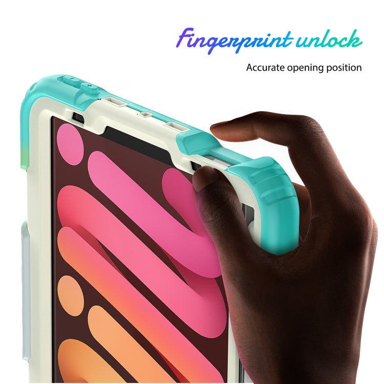 For iPad mini 2024 / mini 6 Shockproof Silicone + PC Protective Tablet Case with Holder & Shoulder Strap & Pen Slot(Beige + Camouflage Blue) - iPad mini 6 Cases by buy2fix | Online Shopping UK | buy2fix