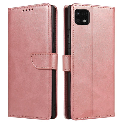 For Samsung Galaxy A22 5G Calf Texture Buckle Horizontal Flip Leather Case with Holder & Card Slots & Wallet(Rose Gold) by buy2fix