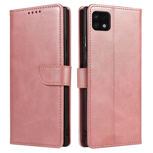 For Samsung Galaxy A22 5G Calf Texture Buckle Horizontal Flip Leather Case with Holder & Card Slots & Wallet(Rose Gold) by buy2fix