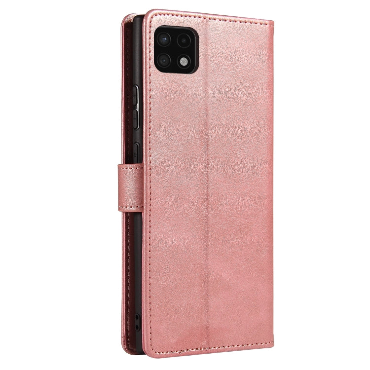For Samsung Galaxy A22 5G Calf Texture Buckle Horizontal Flip Leather Case with Holder & Card Slots & Wallet(Rose Gold) by buy2fix