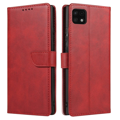 For Samsung Galaxy A22 5G Calf Texture Buckle Horizontal Flip Leather Case with Holder & Card Slots & Wallet(Red) by buy2fix