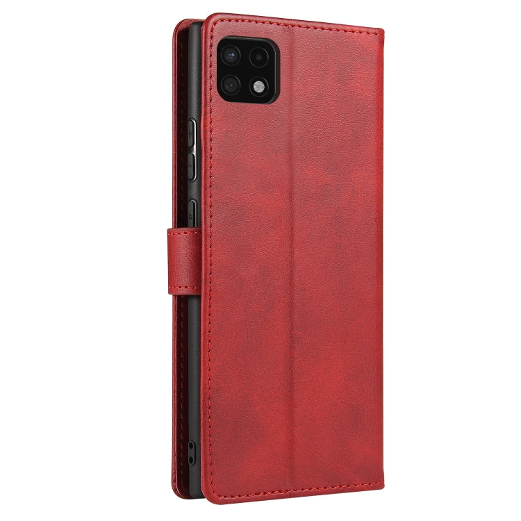 For Samsung Galaxy A22 5G Calf Texture Buckle Horizontal Flip Leather Case with Holder & Card Slots & Wallet(Red) by buy2fix
