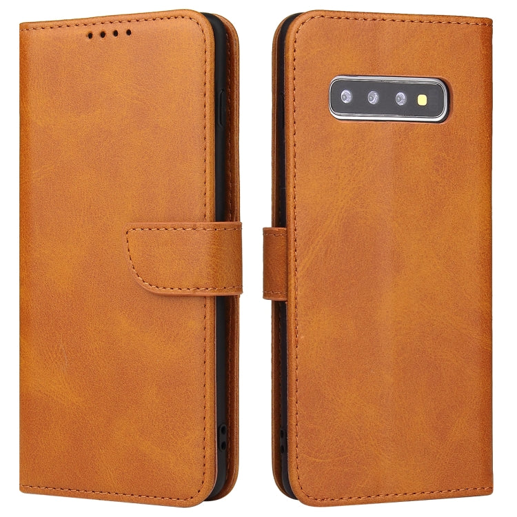 For Samsung Galaxy S10+ Calf Texture Buckle Horizontal Flip Leather Case with Holder & Card Slots & Wallet(Khaki) by buy2fix