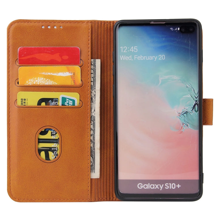For Samsung Galaxy S10+ Calf Texture Buckle Horizontal Flip Leather Case with Holder & Card Slots & Wallet(Khaki) by buy2fix