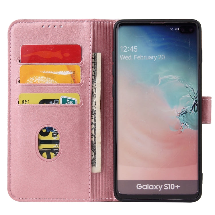 For Samsung Galaxy S10+ Calf Texture Buckle Horizontal Flip Leather Case with Holder & Card Slots & Wallet(Rose Gold) by buy2fix