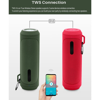 NewRixing NR-4016A TWS Outdoor Splashproof Bluetooth Speaker with Carabiner Handle & SOS Flashlight(Blue) - Desktop Speaker by NewRixing | Online Shopping UK | buy2fix