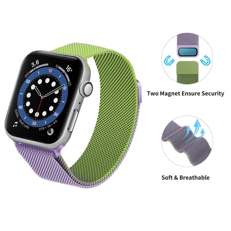 Gradient Color Milan Watch Band For Apple Watch Series 7 41mm/6&SE&5&4 40mm/3&2&1 38mm(Purple Green) by buy2fix