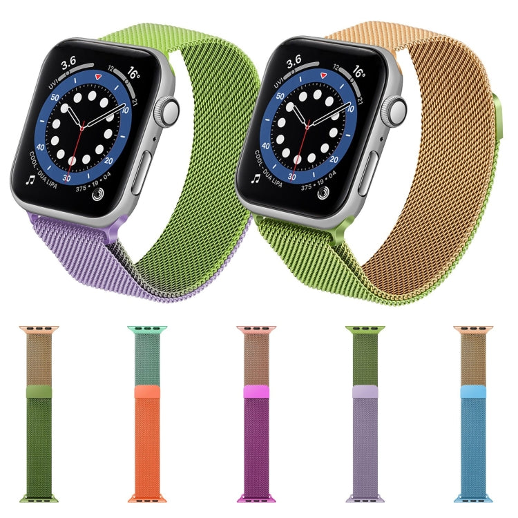 Gradient Color Milan Watch Band For Apple Watch Series 7 41mm/6&SE&5&4 40mm/3&2&1 38mm(Purple Rose Pink) by buy2fix