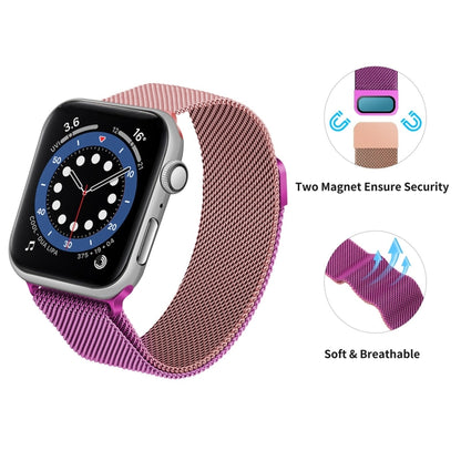 Gradient Color Milan Watch Band For Apple Watch Series 7 45mm/6&SE&5&4 44mm/3&2&1 42mm(Purple Rose Pink) by buy2fix