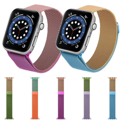 Gradient Color Milan Watch Band For Apple Watch Series 7 45mm/6&SE&5&4 44mm/3&2&1 42mm(Purple Green) by buy2fix