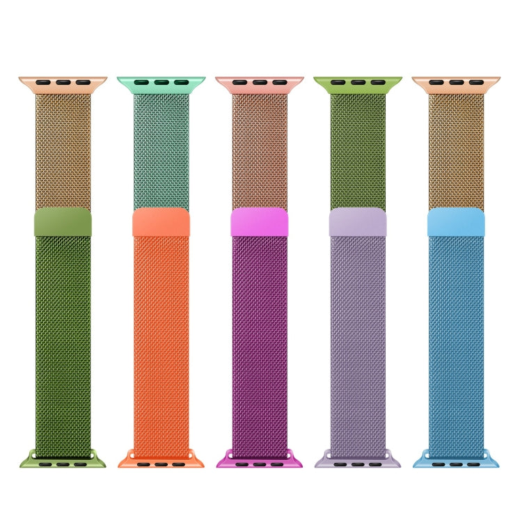 Gradient Color Milan Watch Band For Apple Watch Series 7 45mm/6&SE&5&4 44mm/3&2&1 42mm(Purple Rose Pink) by buy2fix