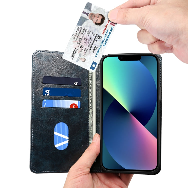 For iPhone 13 mini Baroque Simple Horizontal Flip Leather Case with Holder & Card Slots & Wallet (Blue) by buy2fix