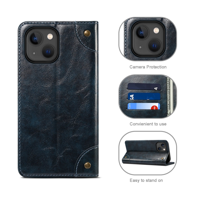For iPhone 13 mini Baroque Simple Horizontal Flip Leather Case with Holder & Card Slots & Wallet (Blue) by buy2fix