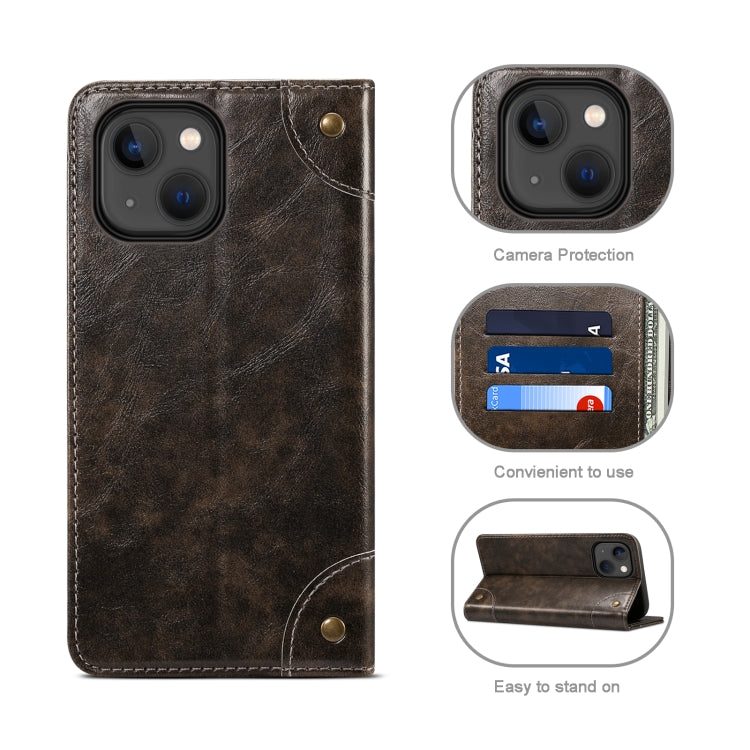 For iPhone 13 Baroque Simple Horizontal Flip Leather Case with Holder & Card Slots & Wallet(Black) - iPhone 13 Cases by buy2fix | Online Shopping UK | buy2fix