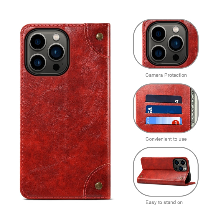 For iPhone 13 Pro Max Baroque Simple Horizontal Flip Leather Case with Holder & Card Slots & Wallet (Red) - iPhone 13 Pro Max Cases by buy2fix | Online Shopping UK | buy2fix