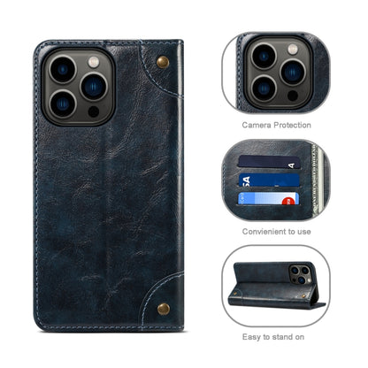 For iPhone 13 Pro Max Baroque Simple Horizontal Flip Leather Case with Holder & Card Slots & Wallet (Blue) - iPhone 13 Pro Max Cases by buy2fix | Online Shopping UK | buy2fix