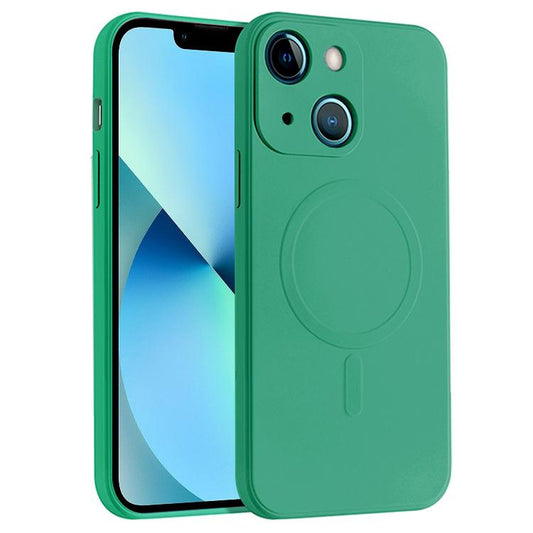 For iPhone 13 mini Liquid Silicone Full Coverage Shockproof Magsafe Case (Dark Green) by buy2fix