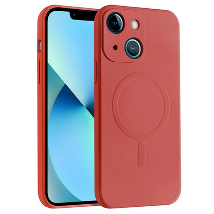 For iPhone 13 mini Liquid Silicone Full Coverage Shockproof Magsafe Case (Dark Red) by buy2fix