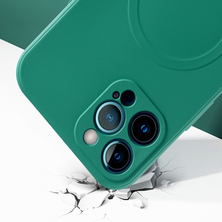 For iPhone 13 mini Liquid Silicone Full Coverage Shockproof Magsafe Case (Dark Green) by buy2fix