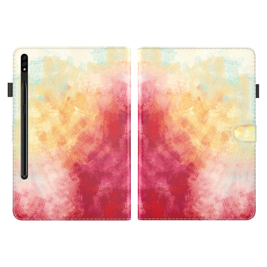 For Samsung Galaxy Tab S8+ / Tab S8 Plus /  Tab S7 FE / Tab S7+ 12.4 inch T970 / T976B Voltage Watercolor Pattern Skin Feel Magnetic Horizontal Flip PU Leather Case with Holder & Card Slots & Photo Frame(Spring Cherry) - Galaxy Tab S8+ Cases by buy2fix | Online Shopping UK | buy2fix