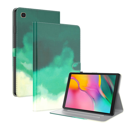 For Samsung Galaxy Tab A 10.1 2019 T515 / T510 Voltage Watercolor Pattern Skin Feel Magnetic Horizontal Flip PU Leather Case with Holder & Card Slots & Photo Frame(Cyan Green) - Tab A 10.1 (2019) T510 / T515 by buy2fix | Online Shopping UK | buy2fix