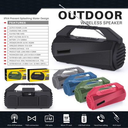NewRixing NR-4025FM Outdoor Splash-proof Water Portable Bluetooth Speaker, Support Hands-free Call / TF Card / FM / U Disk(Blue) - Desktop Speaker by NewRixing | Online Shopping UK | buy2fix