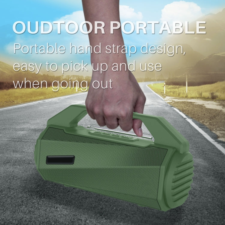 NewRixing NR-4025FM with Screen Outdoor Splash-proof Water Portable Bluetooth Speaker, Support Hands-free Call / TF Card / FM / U Disk(Green) - Desktop Speaker by NewRixing | Online Shopping UK | buy2fix