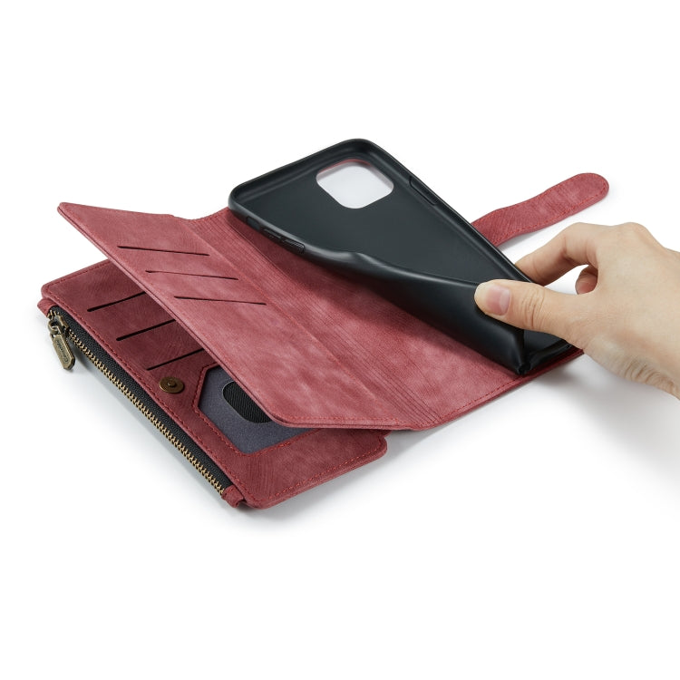 For iPhone 11 Pro Max CaseMe-C30 PU + TPU Multifunctional Horizontal Flip Leather Case with Holder & Card Slot & Wallet & Zipper Pocket (Red) - iPhone 11 Pro Max Cases by CaseMe | Online Shopping UK | buy2fix