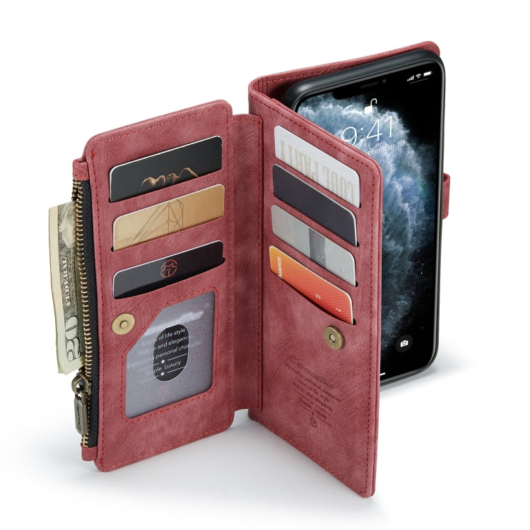 For iPhone 11 Pro Max CaseMe-C30 PU + TPU Multifunctional Horizontal Flip Leather Case with Holder & Card Slot & Wallet & Zipper Pocket (Red) - iPhone 11 Pro Max Cases by CaseMe | Online Shopping UK | buy2fix